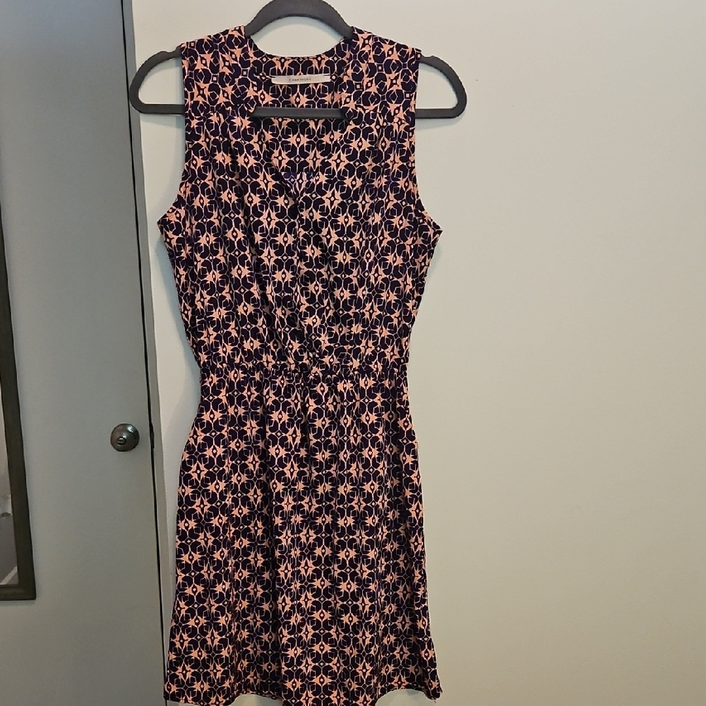 Pink And Navy Sleeveless Dress
